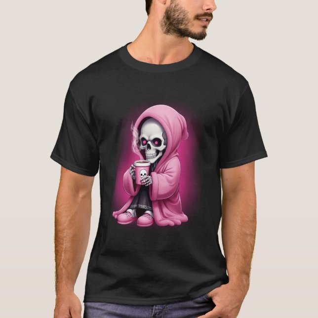 T-shirt Crâne de café du matin mignon (Devant)