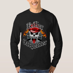 T-shirt Crâne de charpentier avec le casque antichoc roug