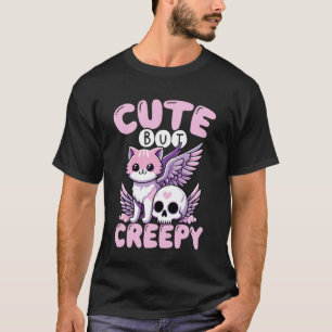 T-shirt Crâne de chat ailé gothique pastel mignon mais eff