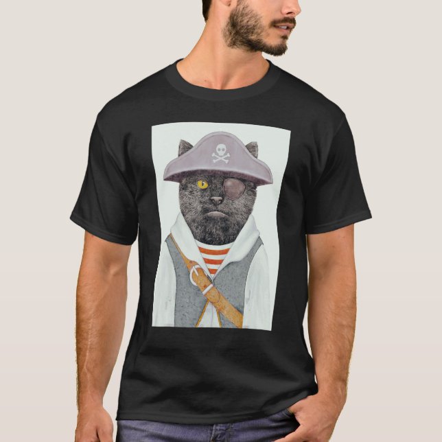 T-shirt Crâne de chat pirate mignon 4 (Devant)
