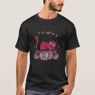 T-shirt crâne de chat satanique phases de la lune