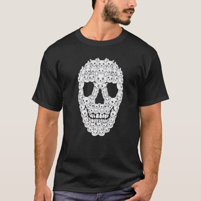 T-shirt Crâne de Chat Squelette de Chat Costume d'Hallowee (Devant)