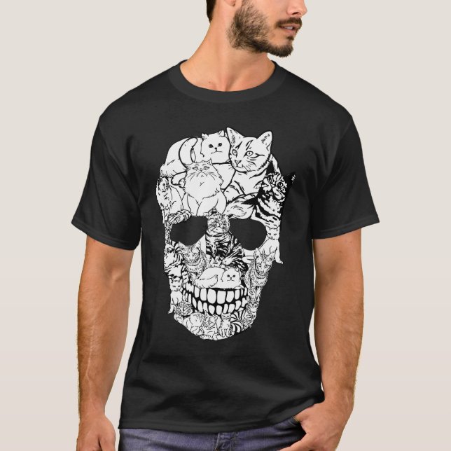 T-shirt Crâne de chat squelette de chaton costume d'Hallow (Devant)