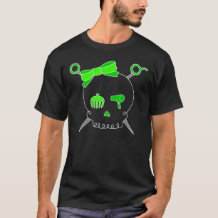 T-shirt Crâne de cheveux et ciseaux accessoires (vert de