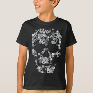 T-shirt Crâne de Chien - Squelette de Chiots Effrayant - H