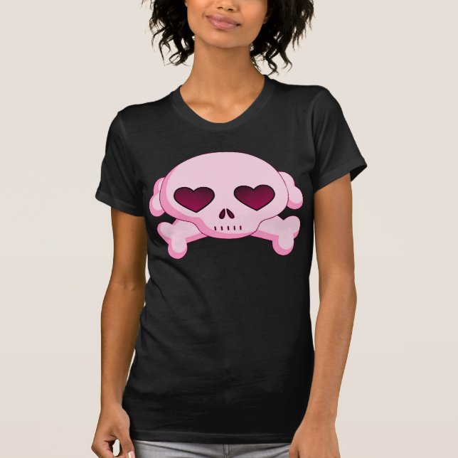 T-shirt Crâne de coeur de KRW et rose d'os croisés (Devant)