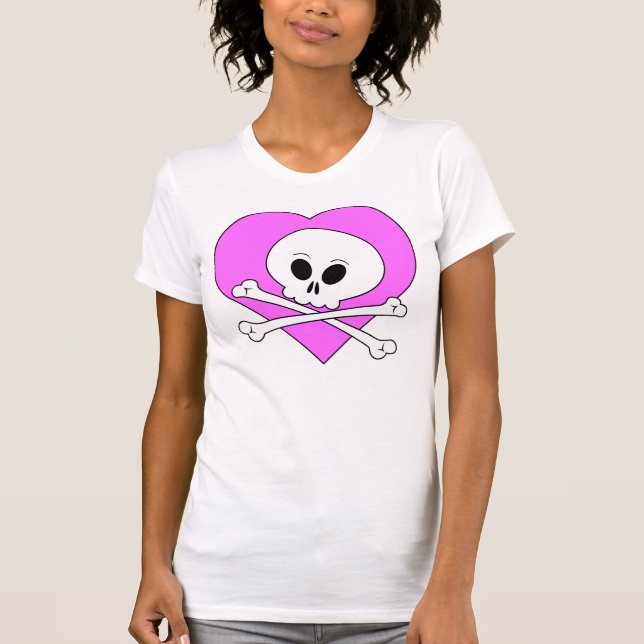 T-shirt Crâne de coeur rose (Devant)