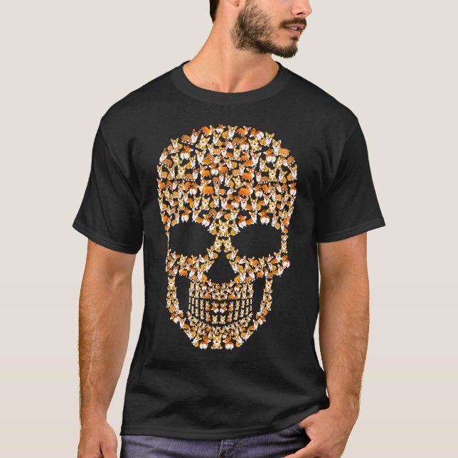 T-shirt Crâne de Corgi Halloween (Devant)