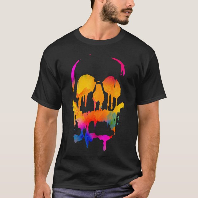 T-shirt Crâne de couleur fondue (Devant)
