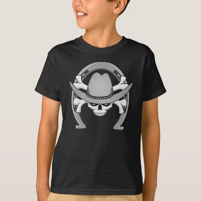 T-shirt Crâne de cow-boy fer à cheval (Devant)