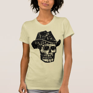 T-shirt Crâne de Cowboy Vintage avec Chapeau Western Ancie