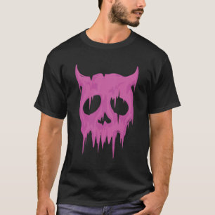T-shirt Crâne de Démon Ruisselant en Rose Néon