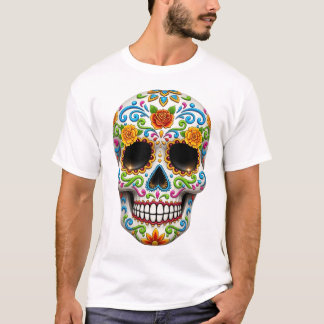 T-shirt Crâne de Dia de los muertes. Fête mexicaine des mo