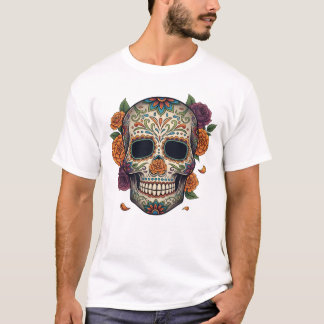 T-shirt Crâne de Dia de los muertes. Fête mexicaine des mo