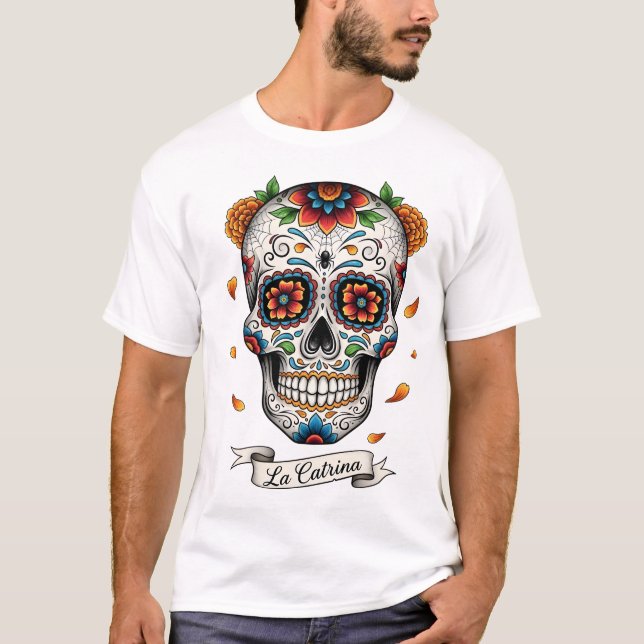 T-shirt Crâne de Dia de los muertes. Fête mexicaine des mo (Devant)