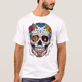 T-shirt Crâne de Dia de los muertes. Fête mexicaine des mo