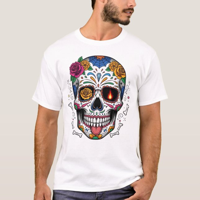 T-shirt Crâne de Dia de los muertes. Fête mexicaine des mo (Devant)