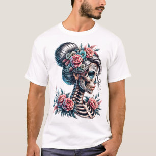 T-shirt Crâne de Femme Dia De Los Muertos Squelette