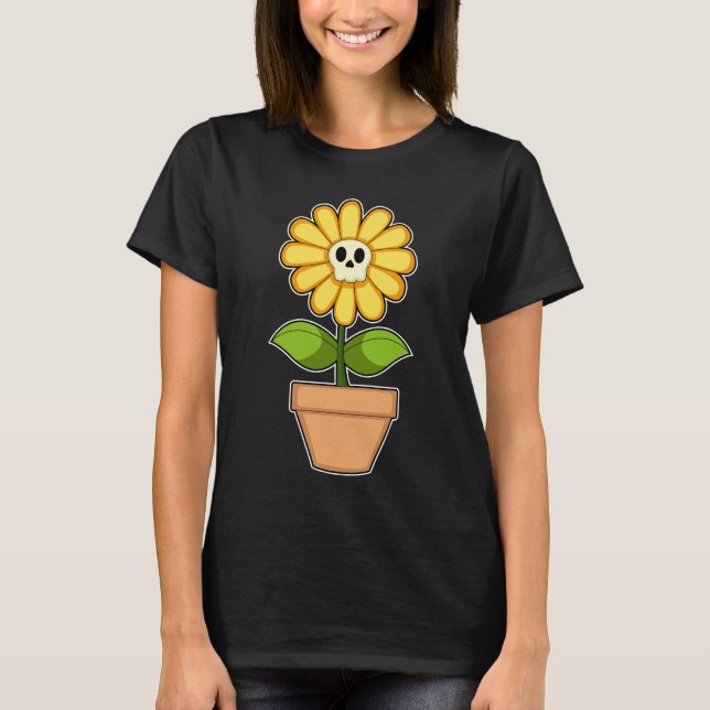 T-shirt Crâne de fleur Halloween (Devant)