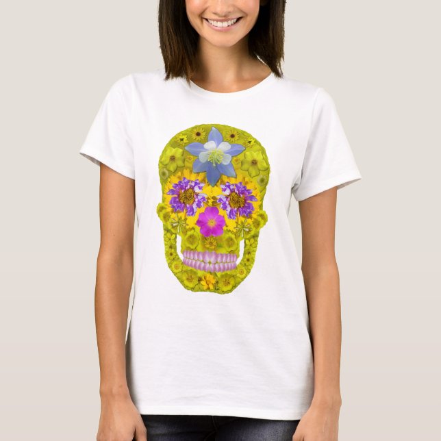 T-shirt Crâne de fleurs 3 (Devant)