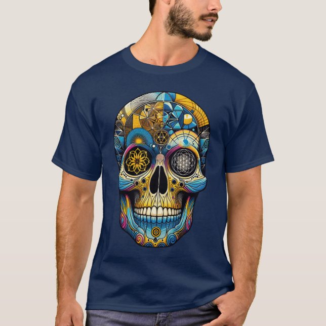T-shirt Crâne de géométrie sacrée (Devant)