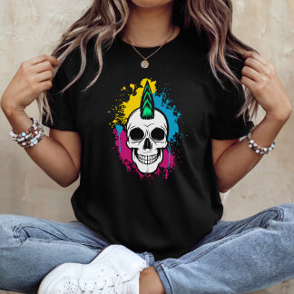 T-shirt Crâne de graffiti urbain avec mohawk