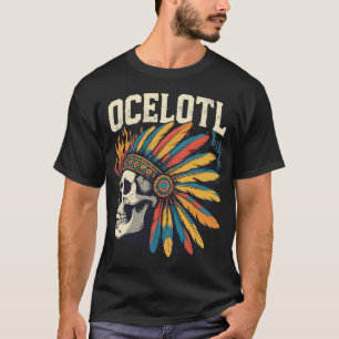 T-shirt Crâne de guerrier aztèque avec en-têtes de plume c