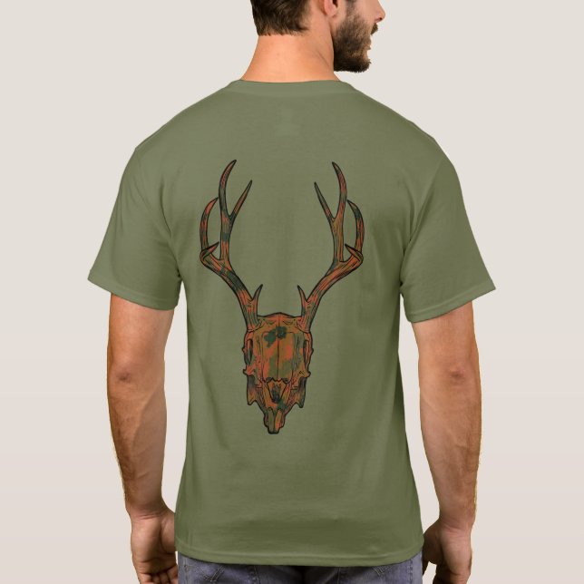 T-shirt Crâne de Jackalope monté à l'européenne Camo Vert  (Dos)