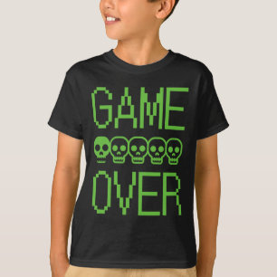 T-shirt Crâne de joueur de pixel game over jeu vidéo rétro