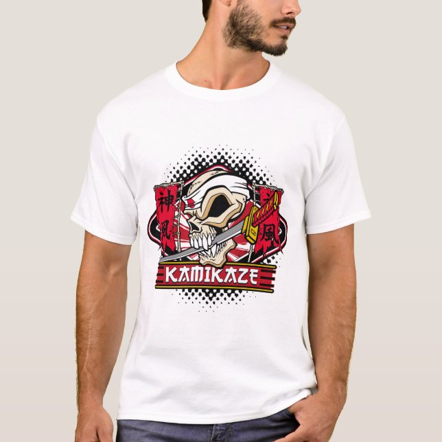 T-shirt Crâne de kamikaze avec l'épée japonaise (Devant)