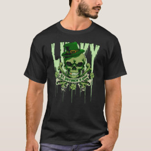 T-shirt Crâne de la Saint-Patrick Trèfle à quatre feuilles