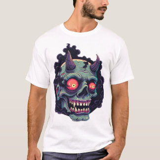 T-shirt Crâne de monstre de style de bande dessinée rétro