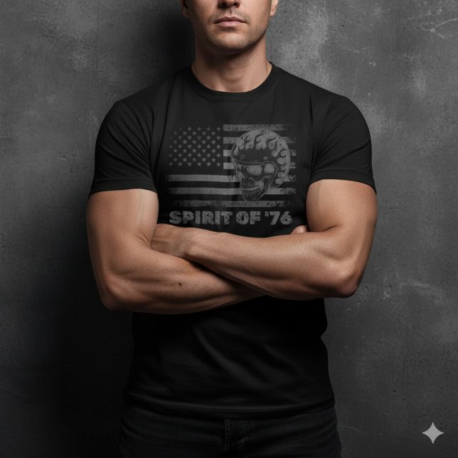 T-Shirt Crâne de Motard Drapeau Américain Esprit d (Créateur téléchargé)