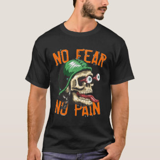 T-shirt Crâne de Motard Sans Peur Sans Douleur Drôle
