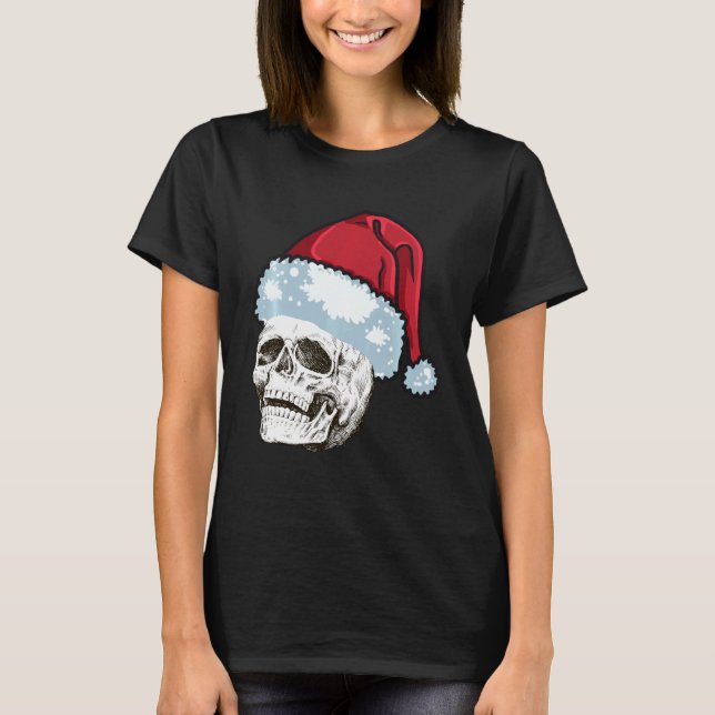 T-shirt Crâne de Noël avec rouleau de rock (Devant)