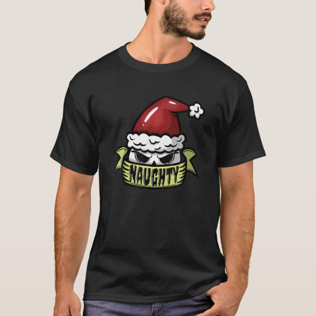 T-shirt Crâne de Noël coquin à Santa Hat Goth Aestheti (Devant)
