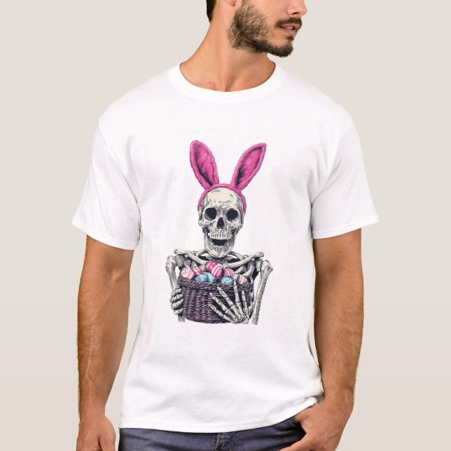 T-shirt Crâne de Pâques - Lapin squelette drôle (Devant)