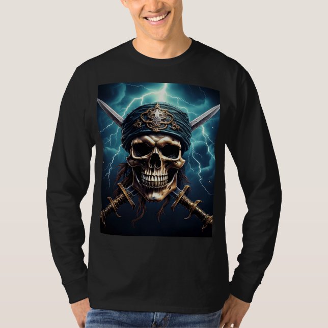 T-shirt Crâne de pirate avec épées (Devant)