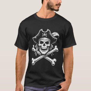 T-shirt Crâne de pirate et os croisés Classique Jolly-Roge