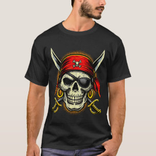 T-shirt Crâne de pirate et squelette d'os croisés hallowee
