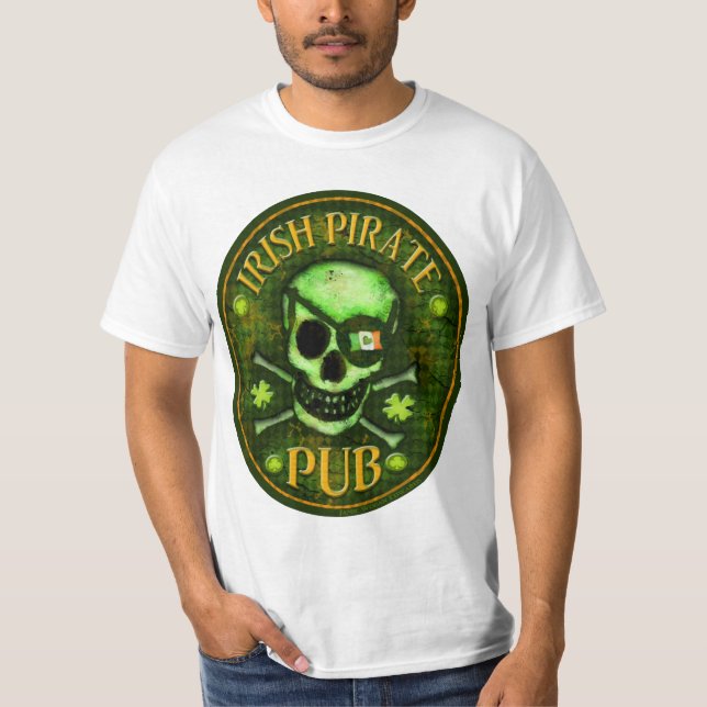 T-shirt Crâne de Pub de pirate du jour de St Patrick (Devant)