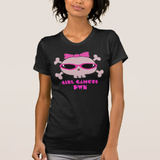 T-shirt Crâne de pwn de Gamers de fille avec des lunettes