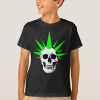Crâne de roche pointu avec cheveux de Spikey vert 