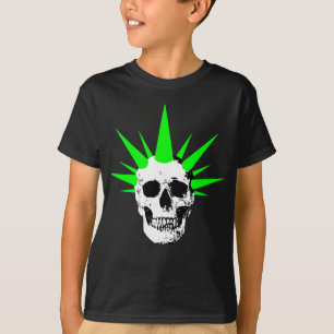 T-shirt Crâne de roche pointu avec cheveux de Spikey vert 