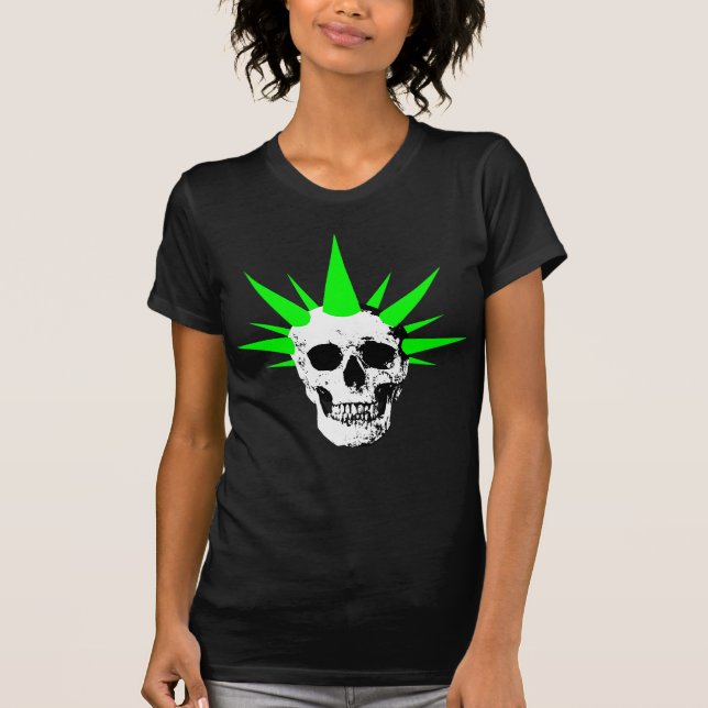 T-shirt Crâne de roche pointu avec cheveux de Spikey vert  (Devant)