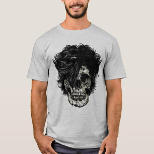 T-shirt Crâne de rockstar avec cheveux sauvages