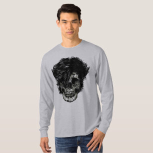 T-shirt Crâne de rockstar avec cheveux sauvages