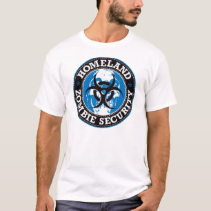 T-shirt Crâne de sécurité de zombi de patrie - bleu
