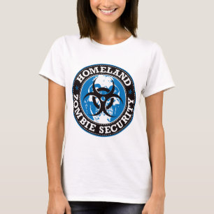 T-shirt Crâne de sécurité de zombi de patrie - bleu