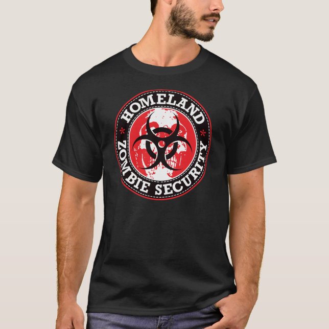 T-shirt Crâne de sécurité de zombi de patrie - rouge (Devant)